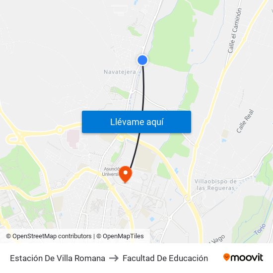 Estación De Villa Romana to Facultad De Educación map
