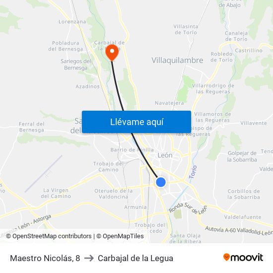 Maestro Nicolás, 8 to Carbajal de la Legua map