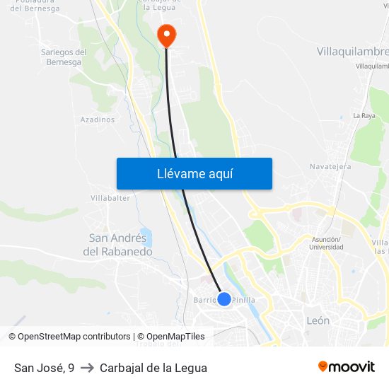 San José, 9 to Carbajal de la Legua map