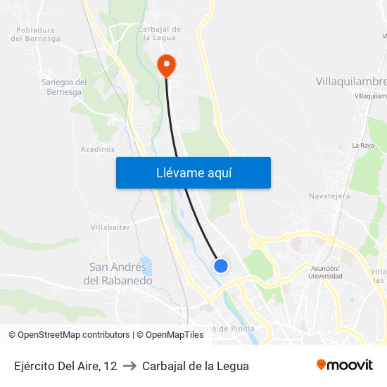 Ejército Del Aire, 12 to Carbajal de la Legua map