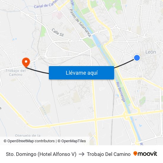 Sto. Domingo (Hotel Alfonso V) to Trobajo Del Camino map