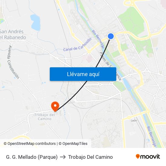 G. G. Mellado (Parque) to Trobajo Del Camino map