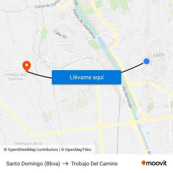 Santo Domingo (Bbva) to Trobajo Del Camino map