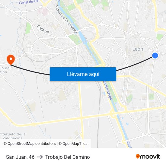 San Juan, 46 to Trobajo Del Camino map