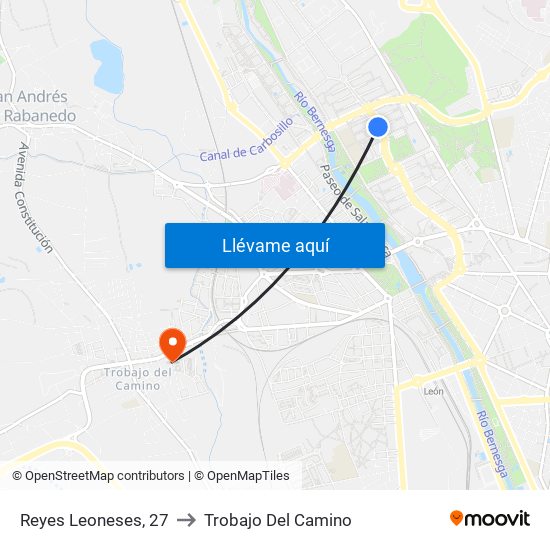 Reyes Leoneses, 27 to Trobajo Del Camino map