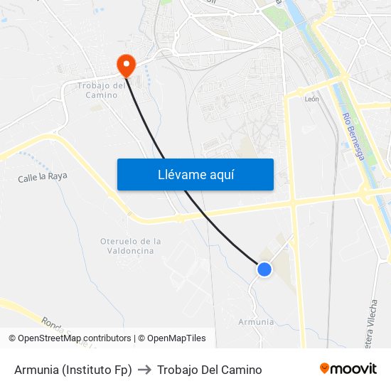 Armunia (Instituto Fp) to Trobajo Del Camino map