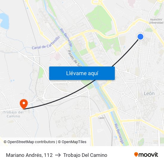 Mariano Andrés, 112 to Trobajo Del Camino map