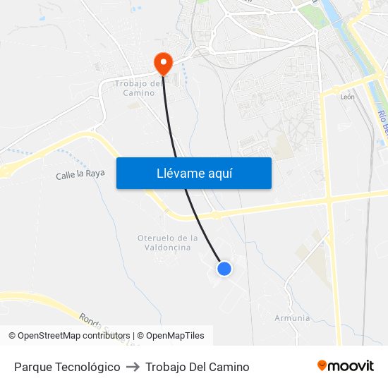 Parque Tecnológico to Trobajo Del Camino map