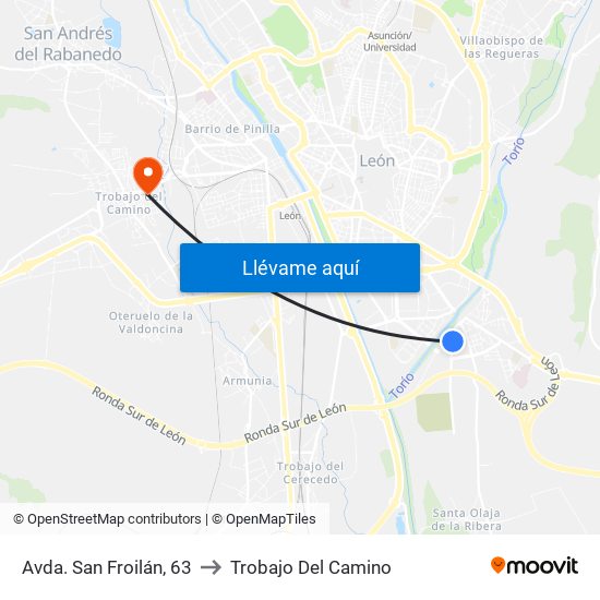 Avda. San Froilán, 63 to Trobajo Del Camino map