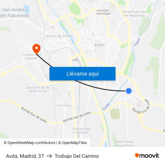 Avda. Madrid, 37 to Trobajo Del Camino map