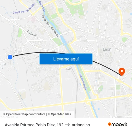 Avenida Párroco Pablo Diez, 192 to ardoncino map