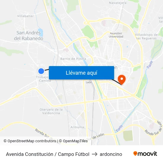 Avenida Constitución / Campo Fútbol to ardoncino map