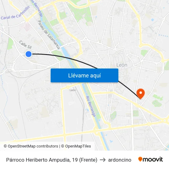 Párroco Heriberto Ampudia, 19 (Frente) to ardoncino map