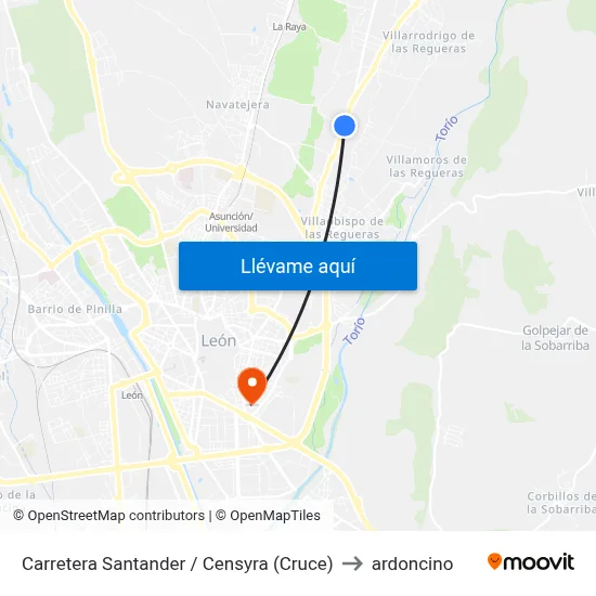 Carretera Santander / Censyra (Cruce) to ardoncino map