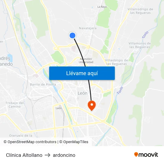 Clínica Altollano to ardoncino map