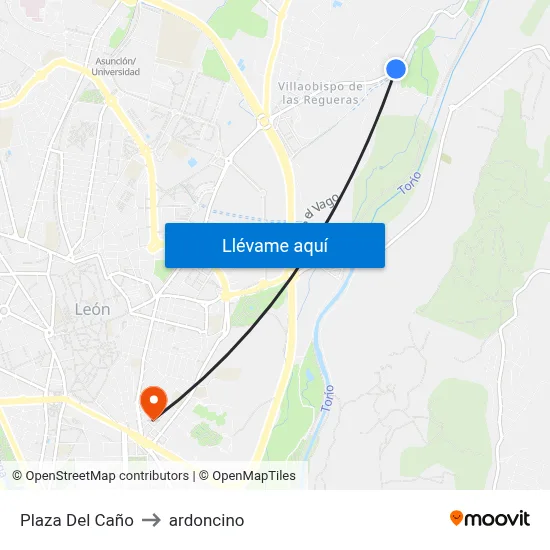 Plaza Del Caño to ardoncino map