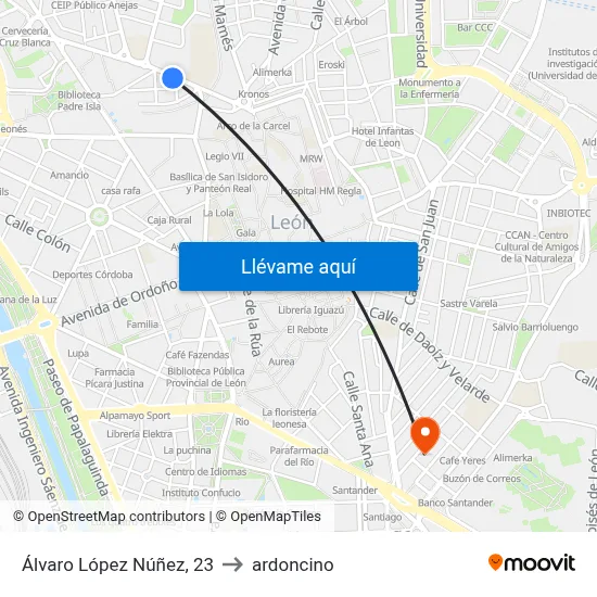 Álvaro López Núñez, 23 to ardoncino map