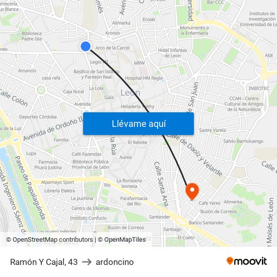 Ramón Y Cajal, 43 to ardoncino map