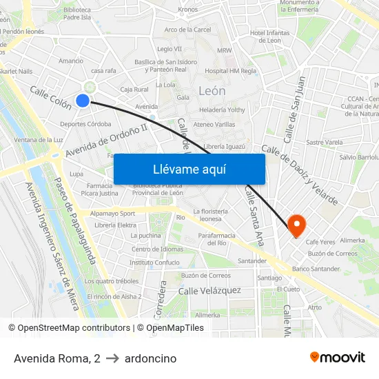 Avenida Roma, 2 to ardoncino map