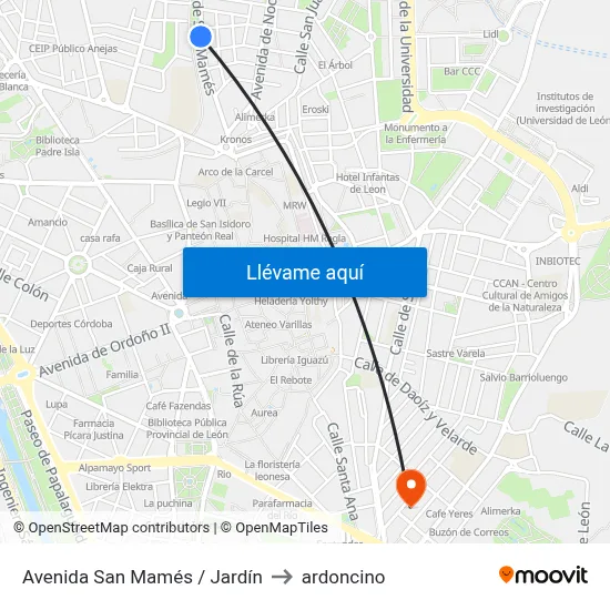 Avenida San Mamés / Jardín to ardoncino map