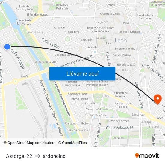 Astorga, 22 to ardoncino map