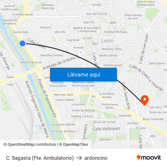 C. Sagasta (Fte. Ambulatorio) to ardoncino map