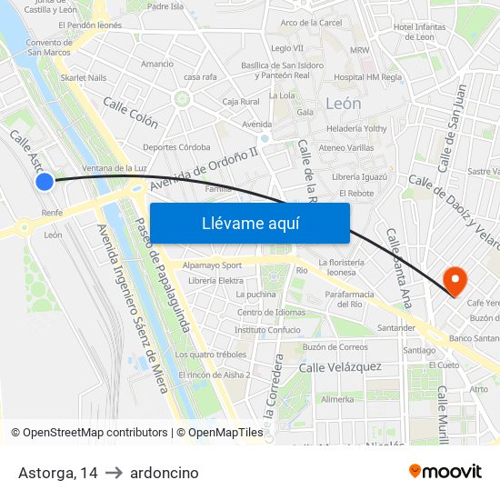 Astorga, 14 to ardoncino map