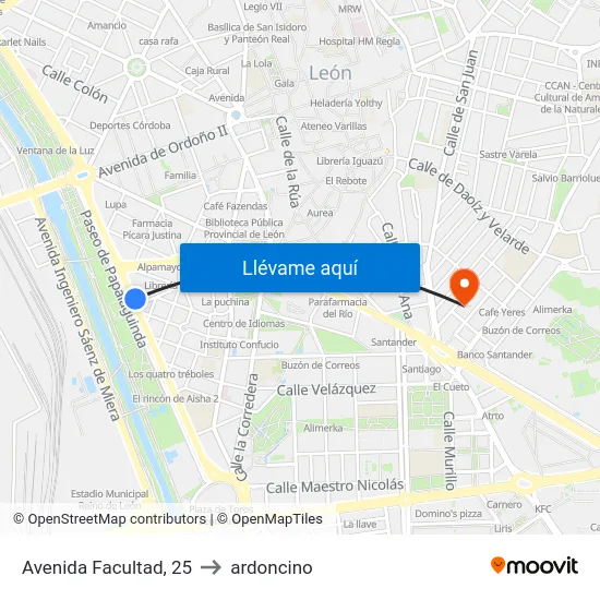 Avenida Facultad, 25 to ardoncino map