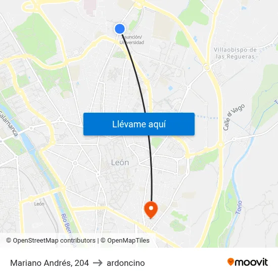 Mariano Andrés, 204 to ardoncino map