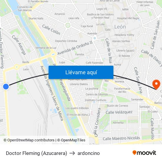 Doctor Fleming (Azucarera) to ardoncino map