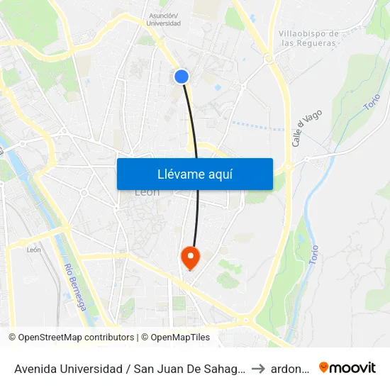 Avenida Universidad / San Juan De Sahagún (Esquina) to ardoncino map