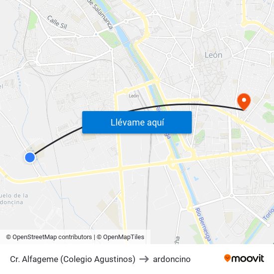 Cr. Alfageme (Colegio Agustinos) to ardoncino map