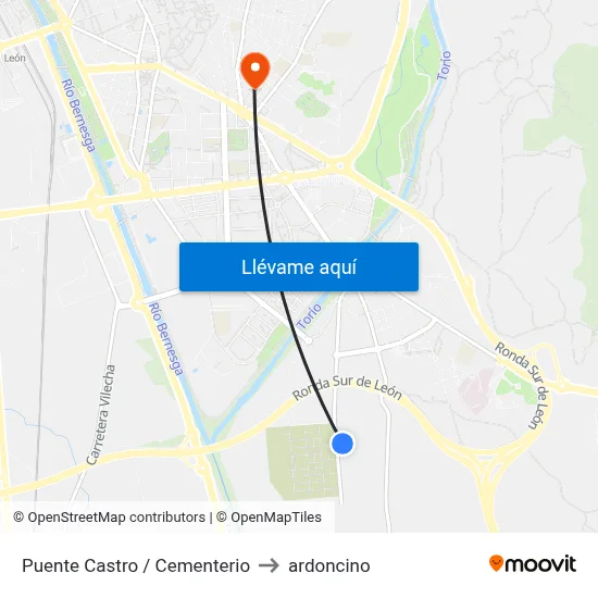 Puente Castro / Cementerio to ardoncino map