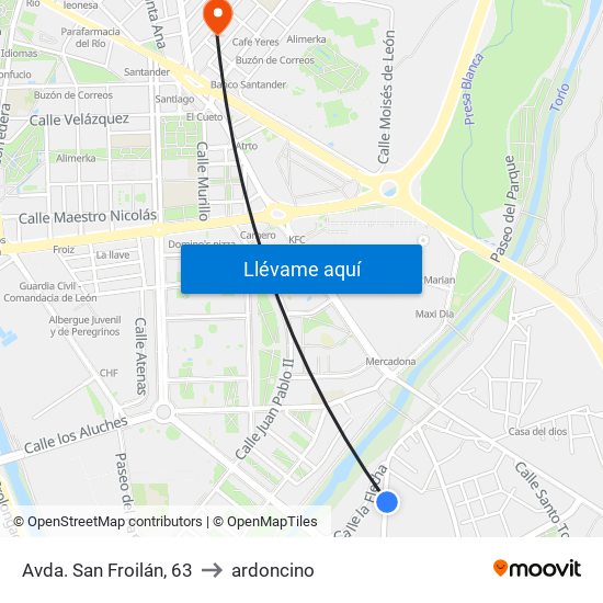 Avda. San Froilán, 63 to ardoncino map