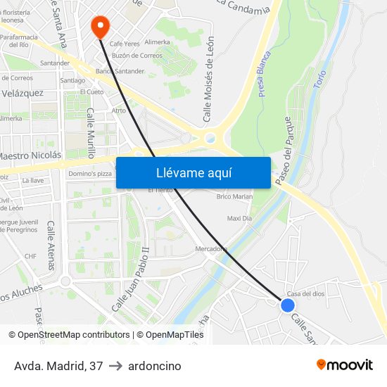 Avda. Madrid, 37 to ardoncino map