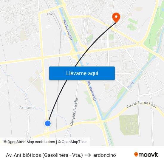 Av. Antibióticos (Gasolinera - Vta.) to ardoncino map