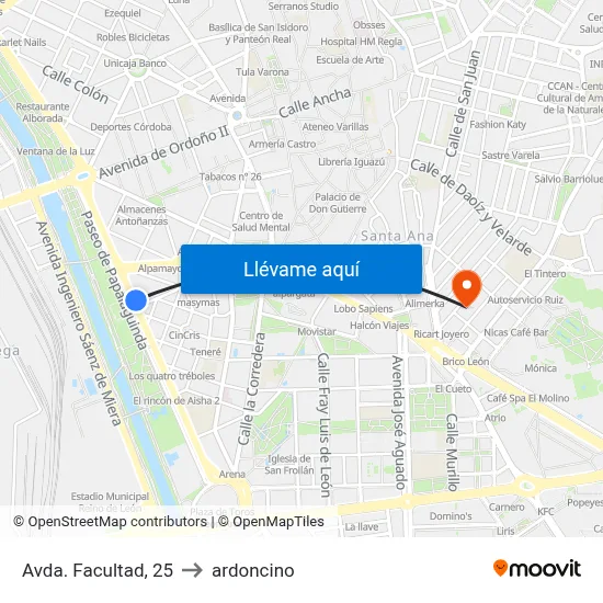 Avda. Facultad, 25 to ardoncino map