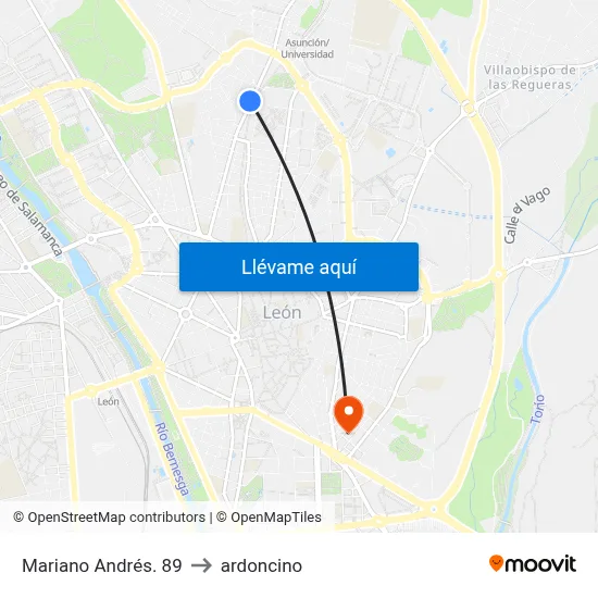 Mariano Andrés. 89 to ardoncino map
