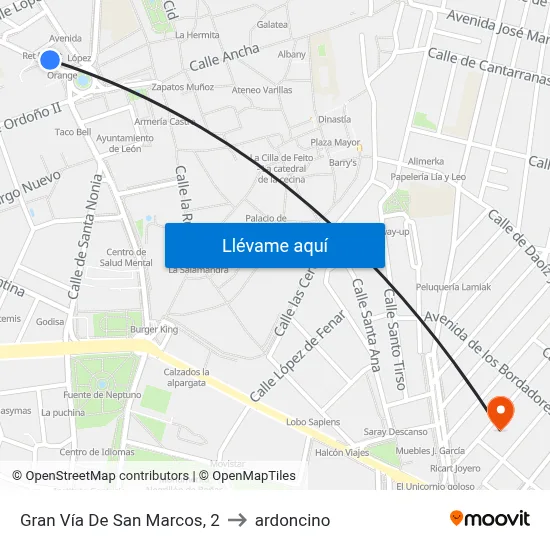 Gran Vía De San Marcos, 2 to ardoncino map