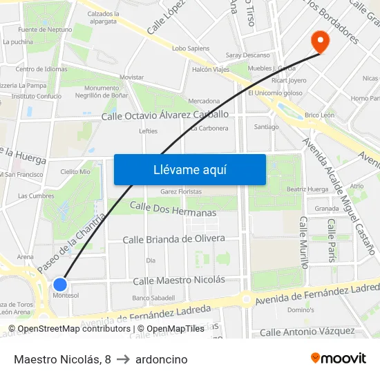 Maestro Nicolás, 8 to ardoncino map