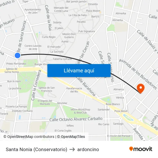 Santa Nonia (Conservatorio) to ardoncino map