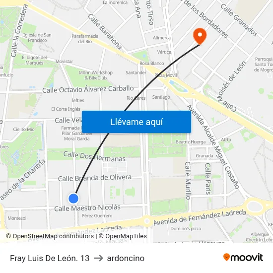 Fray Luis De León. 13 to ardoncino map