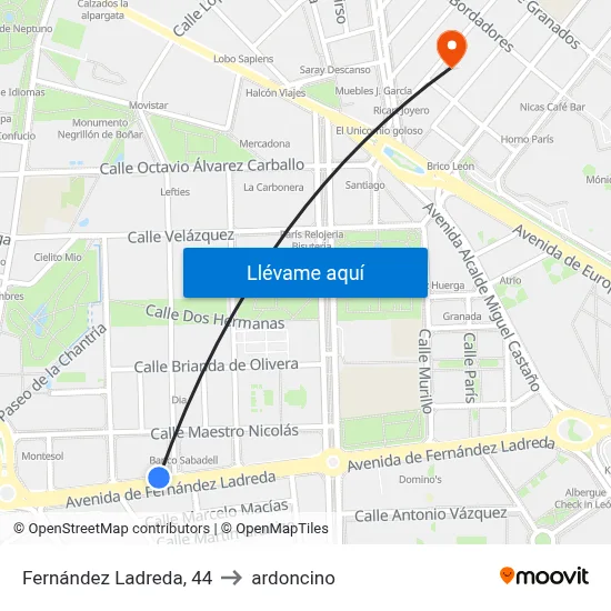 Fernández Ladreda, 44 to ardoncino map