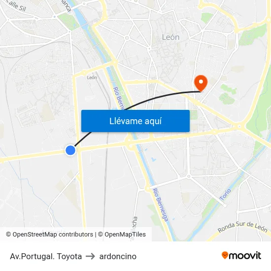 Av.Portugal. Toyota to ardoncino map