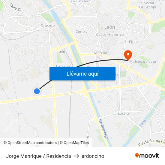 Jorge Manrique / Residencia to ardoncino map