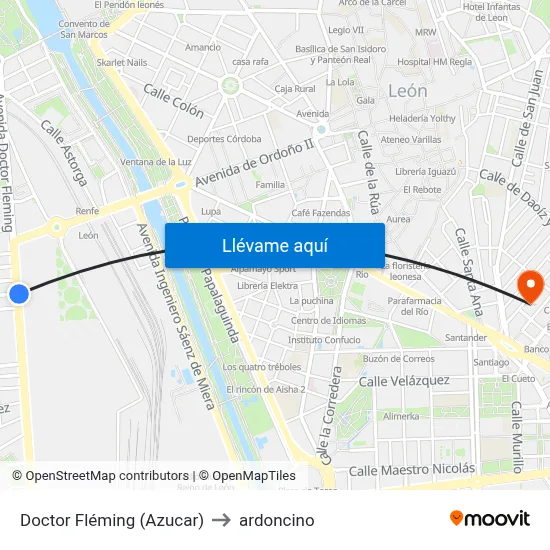 Doctor Fléming (Azucar) to ardoncino map