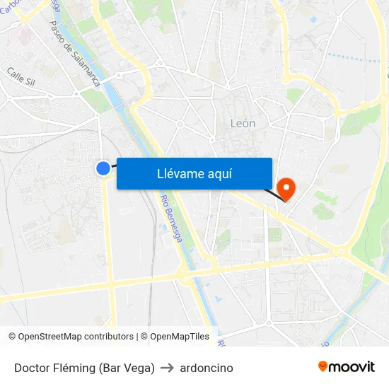 Doctor Fléming (Bar Vega) to ardoncino map