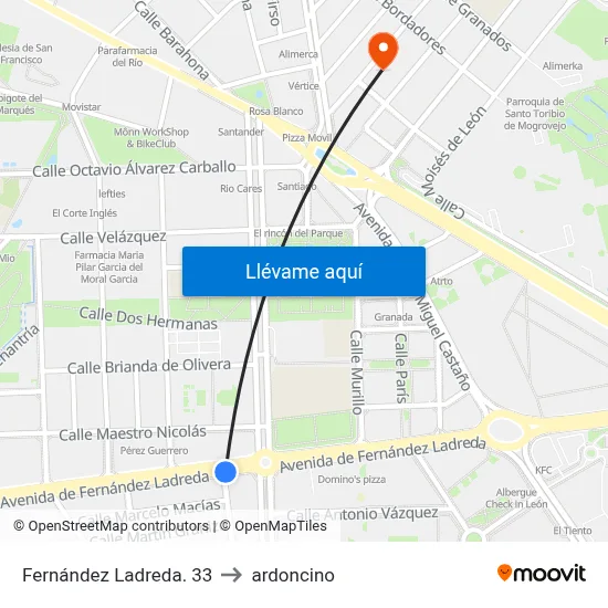 Fernández Ladreda. 33 to ardoncino map