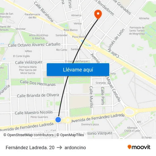 Fernández Ladreda. 20 to ardoncino map