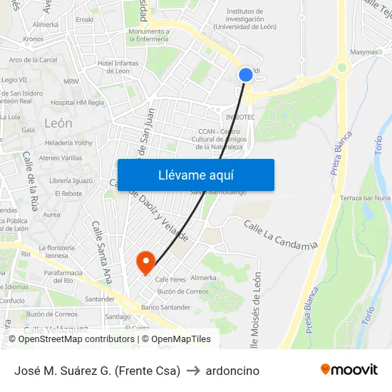 José M. Suárez G. (Frente Csa) to ardoncino map